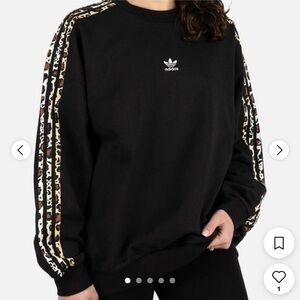 Adidas Black Crewneck with Leopard Stripes